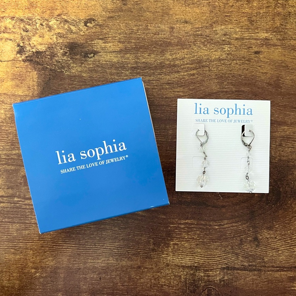 Lia Sophia clear beaded and silver earrings